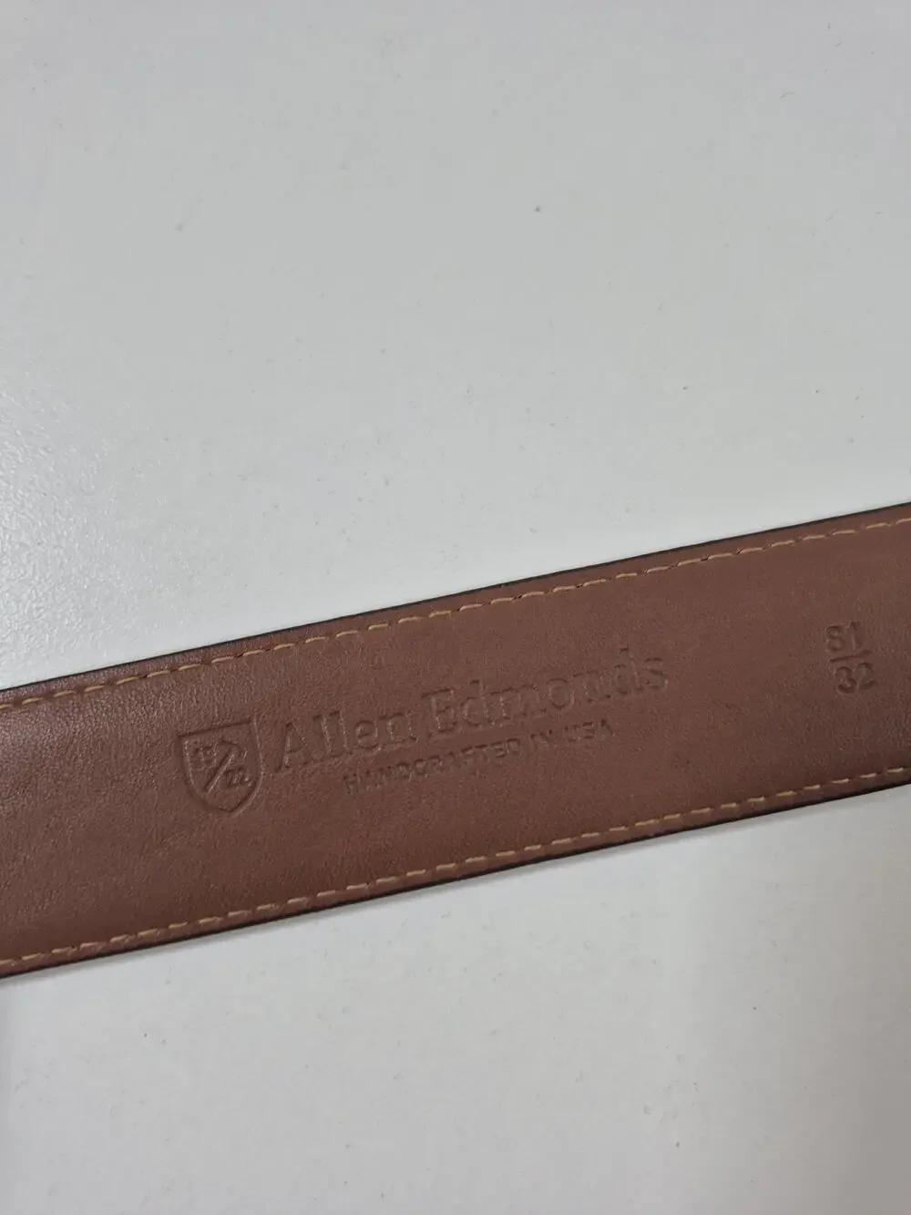 Allen Edmonds Belt Men's 32 Brown Leather Dress Handcrafted USA Logo Buckle